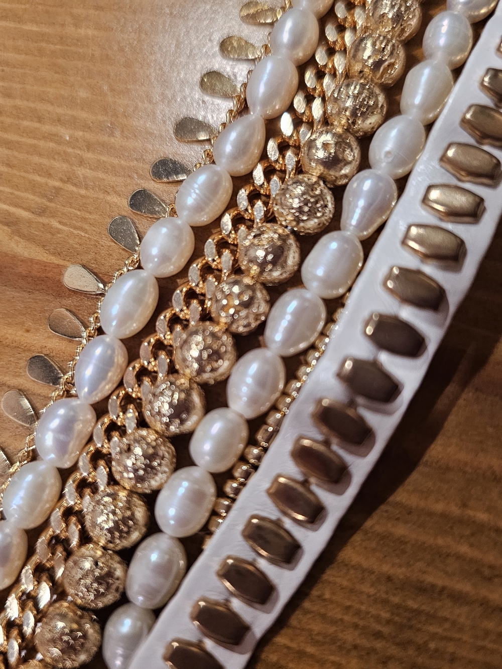 Victoria Emerson White and Gold Multi-Row Bracelet - Picture 2 of 2